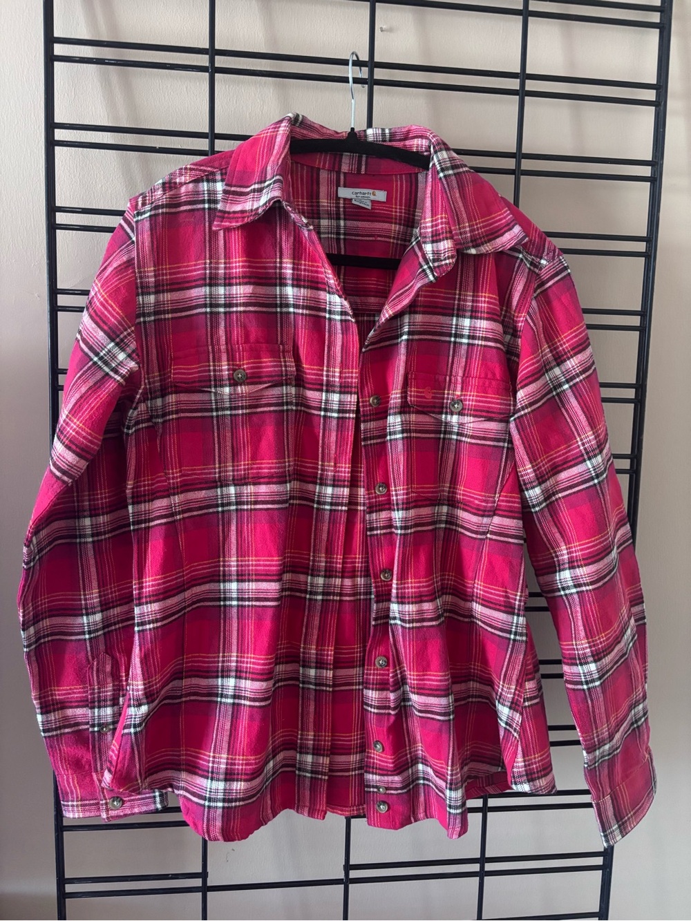 Carhartt Pink Plaid Button-Front Womens Flannel